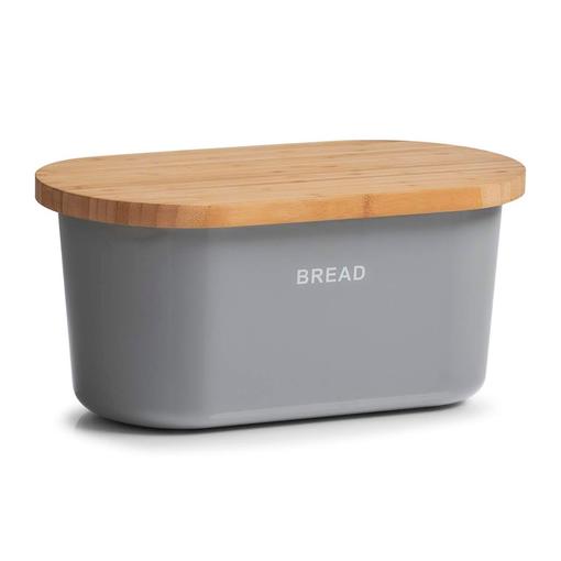 kutija za kruh, melamin/bambus - siva