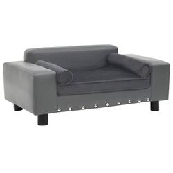  Sofa za pse, 81x43x31 cm, pliš/umjetna koža, siva 