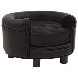 Sofa za pse, 48x48x32 cm, pliš/umjetna koža, smeđa 
