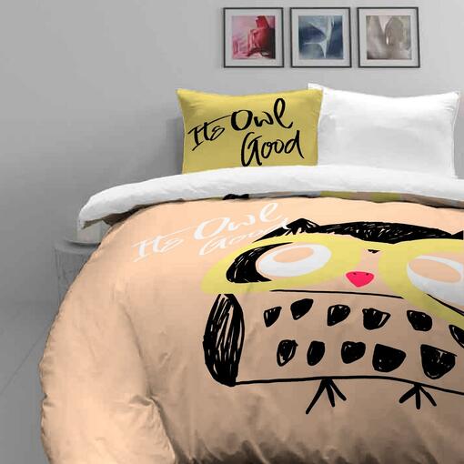 dječja pamučna posteljina Happy Owl - narančasta