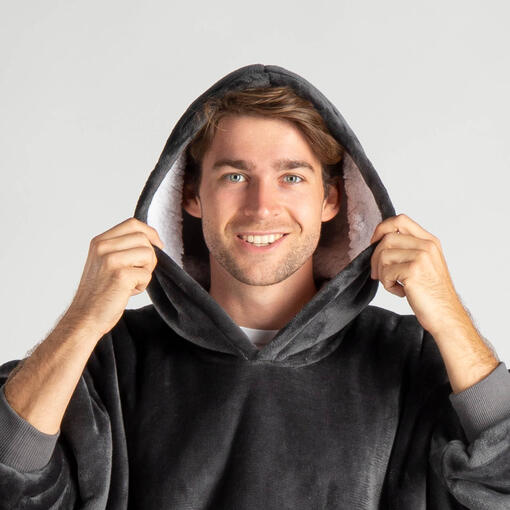 SoftHug Hoodie pokrivač/deka s rukavima za odrasle, siva